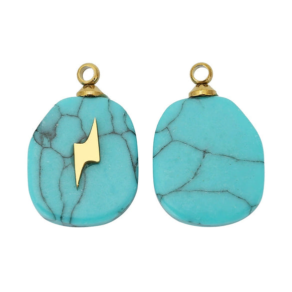 Stone Square Oval Pendant Necklace With Cross Pattern And Electroplating Treatment