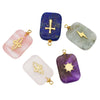 Stone Square Oval Pendant Necklace With Cross Pattern And Electroplating Treatment