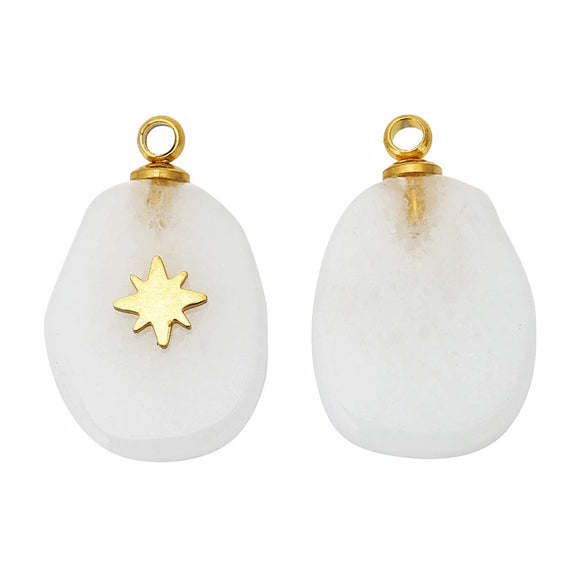 Stone Square Oval Pendant Necklace With Cross Pattern And Electroplating Treatment