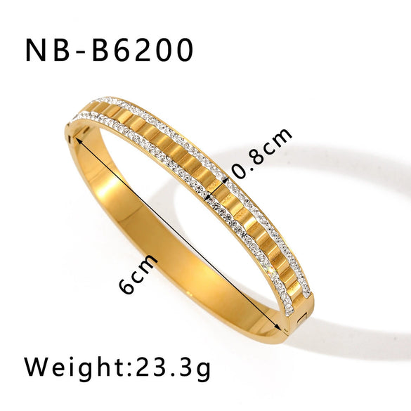 Stoneinlaid Stainless Steel Women's Bracelet With Simple Design Sense 18K Furnace Vacuum Plated For Color Preservation And Advanced Sense Buckle