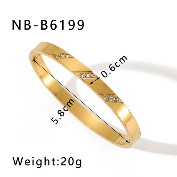 Stoneinlaid Stainless Steel Women's Bracelet With Simple Design Sense 18K Furnace Vacuum Plated For Color Preservation And Advanced Sense Buckle