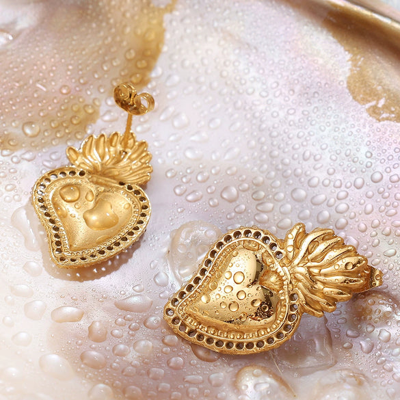 Strawberry And Peach Heart Fruit Shape Earrings Jewelry Accessories 316L Stainless Steel Electroplated For Women
