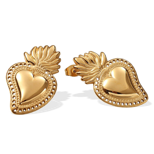 Strawberry And Peach Heart Fruit Shape Earrings Jewelry Accessories 316L Stainless Steel Electroplated For Women