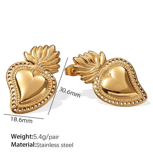 Strawberry And Peach Heart Fruit Shape Earrings Jewelry Accessories 316L Stainless Steel Electroplated For Women
