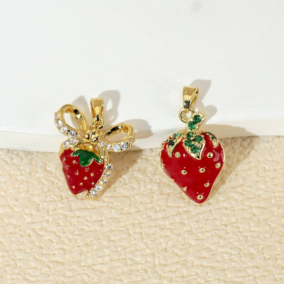 Strawberry Fruit Pendant Necklace Titanium Steel Electroplating Sweet Style