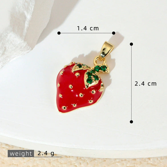 Strawberry Fruit Pendant Necklace Titanium Steel Electroplating Sweet Style