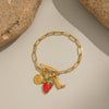 Strawberry Fruit Shape Stainless Steel Light Luxury Stylish Ot Buckle Bracelet Jewelry For Women With Electroplating