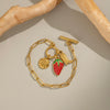 Strawberry Fruit Shape Stainless Steel Light Luxury Stylish Ot Buckle Bracelet Jewelry For Women With Electroplating
