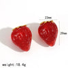 Strawberry Resin Stainless Steel Women's Geometric Earrings 18K Gold Plated Electroplated