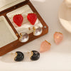 Strawberry Resin Stainless Steel Women's Geometric Earrings 18K Gold Plated Electroplated