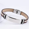 Streetwear Color Block 201 Stainless Steel Pu Leather Unisex Wristband Men Cord & Leather Bracelets