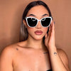 Streetwear Color Block Leopard Ac Cat Eye Full Frame Women'S Sunglasses