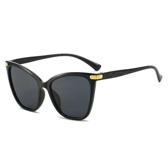 Streetwear Color Block Leopard Ac Cat Eye Full Frame Women'S Sunglasses