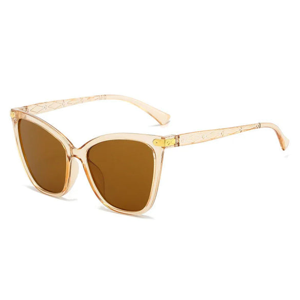 Streetwear Color Block Leopard Ac Cat Eye Full Frame Women'S Sunglasses