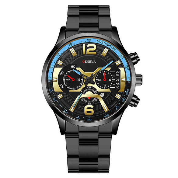 Streetwear Color Block Single Folding Buckle Quartz Men'S Watches