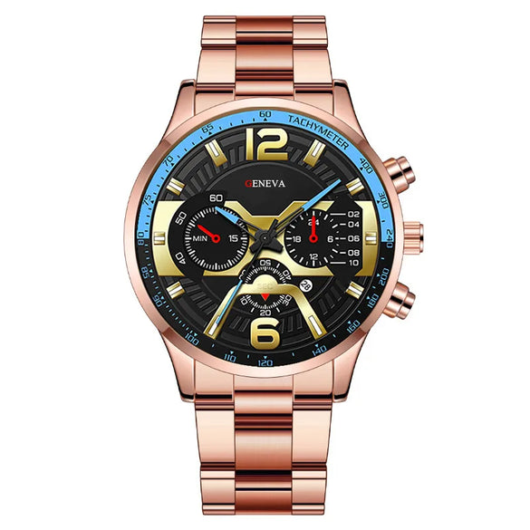 Streetwear Color Block Single Folding Buckle Quartz Men'S Watches