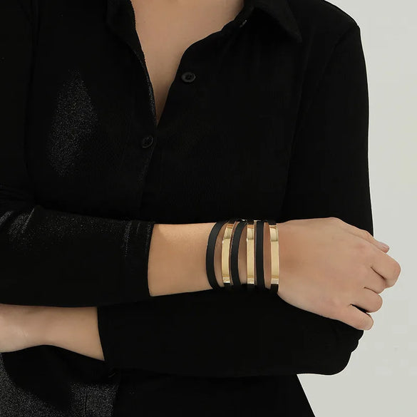 Streetwear Cool Style Geometric Customization Laser Engraving Alloy Bangles Wholesale