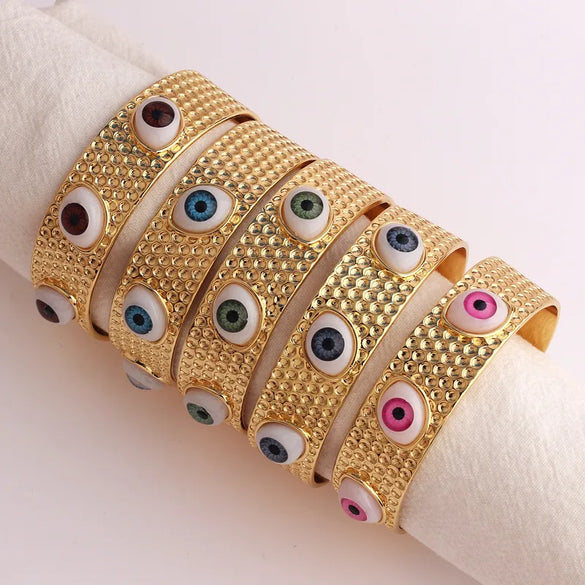 Streetwear Devil'S Eye Plastic Copper Plating Cuff Bracelets