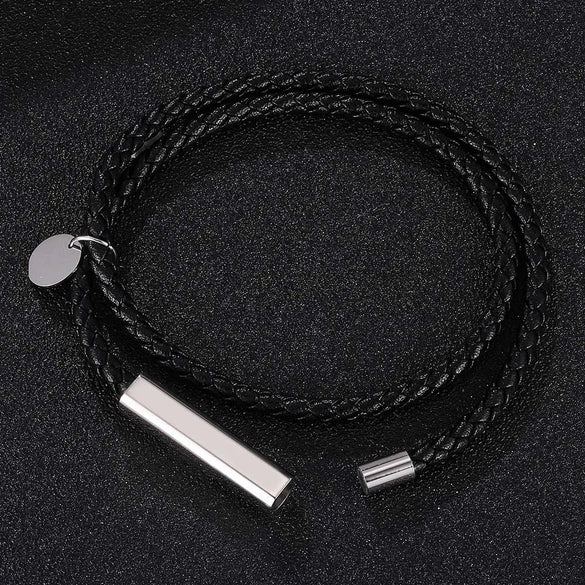 Streetwear Geometric 304 Stainless Steel Microfiber Leather Plating Unisex Bracelets Men Cord & Leather Bracelets