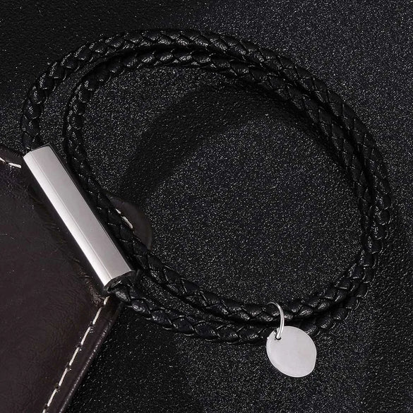 Streetwear Geometric 304 Stainless Steel Microfiber Leather Plating Unisex Bracelets Men Cord & Leather Bracelets