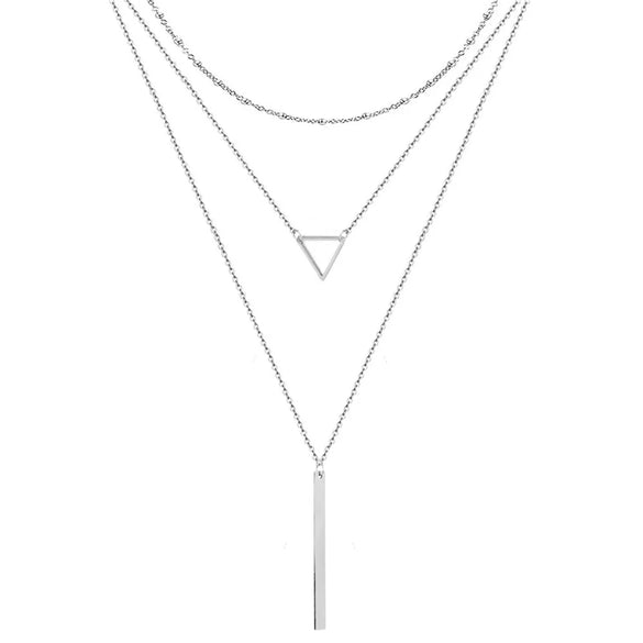Streetwear Geometric Stainless Steel Layered Necklaces