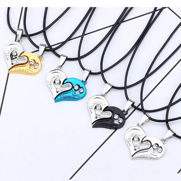 Streetwear Heart Shape Stainless Steel Plating Valentine'S Day Couple Pendant Necklace