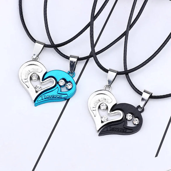 Streetwear Heart Shape Stainless Steel Plating Valentine'S Day Couple Pendant Necklace
