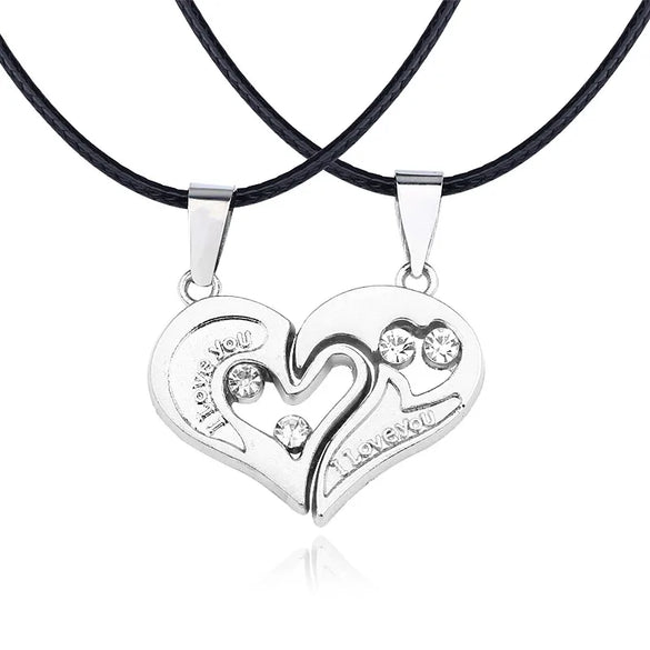Streetwear Heart Shape Stainless Steel Plating Valentine'S Day Couple Pendant Necklace