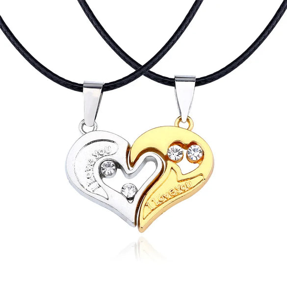 Streetwear Heart Shape Stainless Steel Plating Valentine'S Day Couple Pendant Necklace