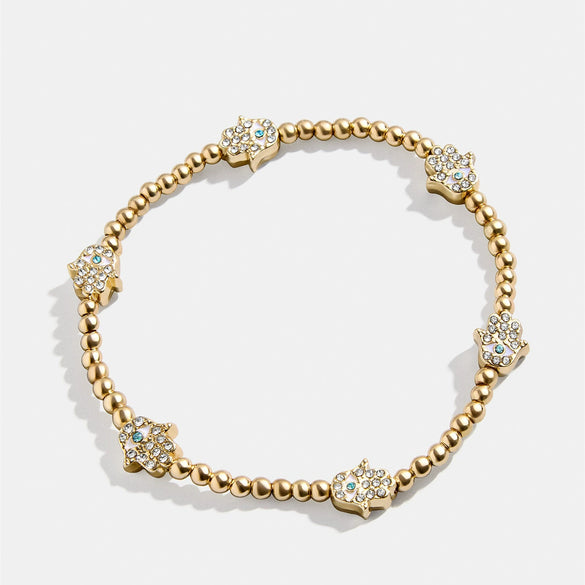 Stretch Rope Copper Full Diamond Zircon Geometric Smiley Flower Star Palm Bead Chain Fashion Cute Telescopic Women's Bracelet