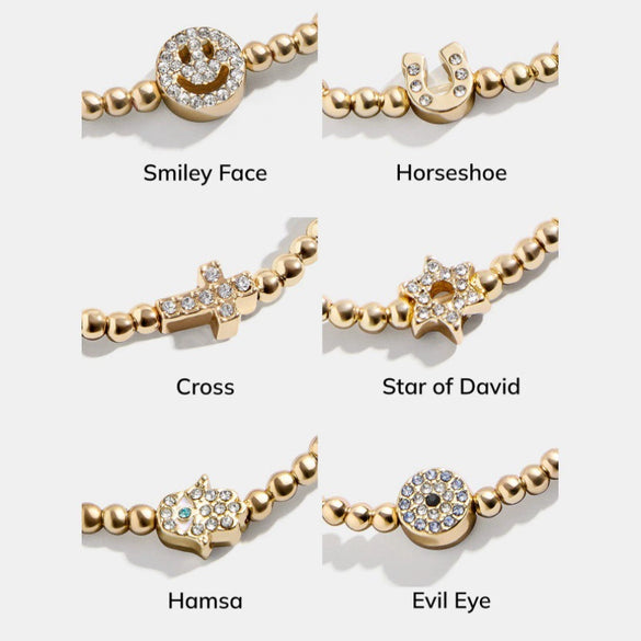 Stretch Rope Copper Full Diamond Zircon Geometric Smiley Flower Star Palm Bead Chain Fashion Cute Telescopic Women's Bracelet