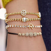 Stretch Rope Copper Full Diamond Zircon Geometric Smiley Flower Star Palm Bead Chain Fashion Cute Telescopic Women's Bracelet