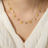 Striped Geometric Shell Zircon Pendant Necklace Titanium Steel 18K Gold Electroplated Double Sided Wear Women's Jewelry