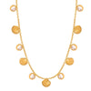 Striped Geometric Shell Zircon Pendant Necklace Titanium Steel 18K Gold Electroplated Double Sided Wear Women's Jewelry