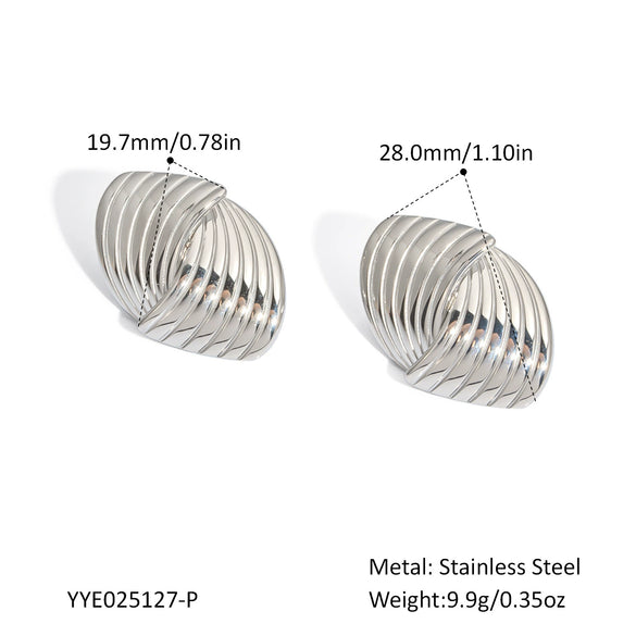 Striped Geometric Stainless Steel Earrings For Women Pvd Furnace Vacuum Real Gold Plated Retro High End And Fashionable