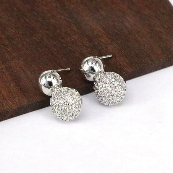 Stud Earrings Copper Geometric Inlaid Zircon For Women