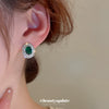 Stud Earrings Copper Inlaid Zircon Geometric Style For Women
