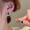 Stud Earrings Copper Inlaid Zircon Geometric Style For Women