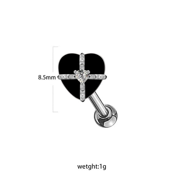Stud Earrings Copper Sweet Cool Style Heart Shape Star Electroplated