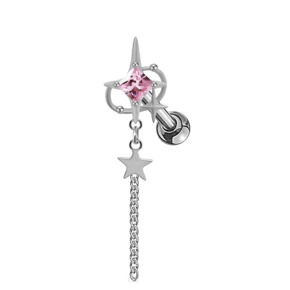Stud Earrings Copper Sweet Cool Style Heart Shape Star Electroplated