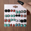 Stud Earrings Imitation Pine Stone Geometric Hollow Flower Electroplated Stainless Steel
