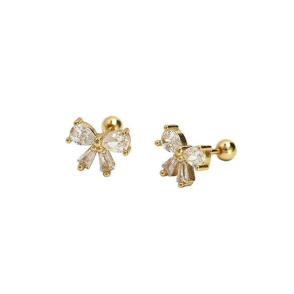 Stud Earrings 925 Silver Bow Ins Style Electroplated For Women