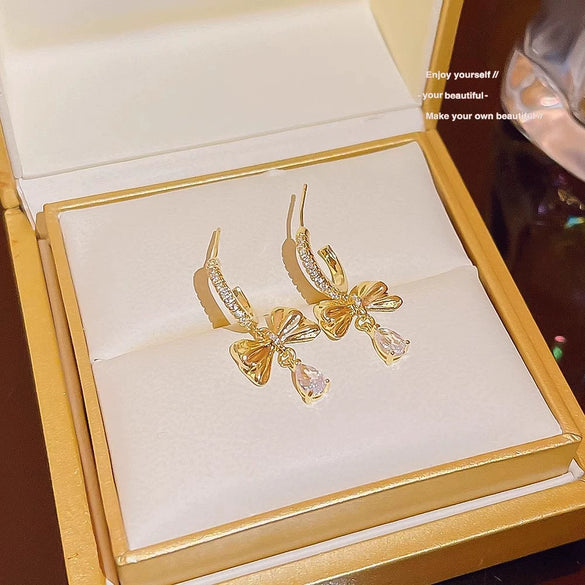 Stud Earrings 225 Silver Copper Zirconia Heart Bow Star Light Luxury Style For Women