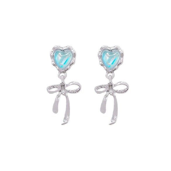 Stud Earrings 225 Silver Copper Zirconia Heart Bow Star Light Luxury Style For Women