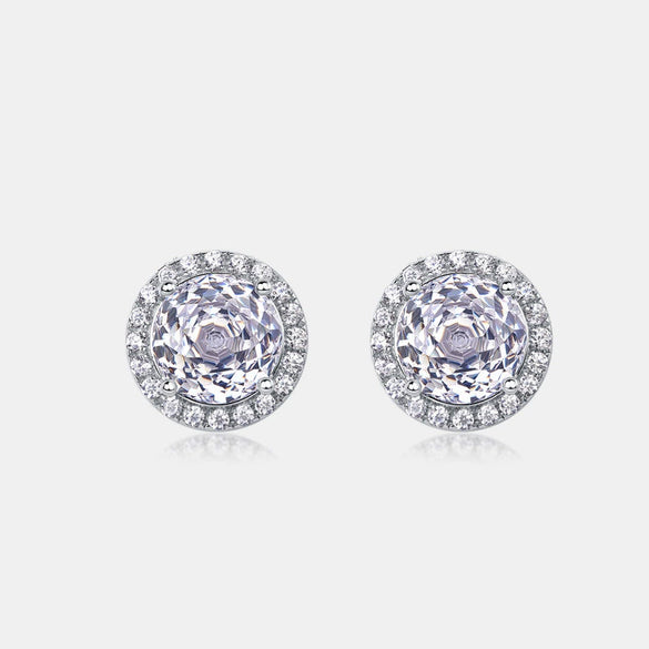 Stud Earrings 925 Silver Geometric Light Luxury Color Zirconium