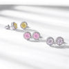 Stud Earrings 925 Silver Geometric Light Luxury Color Zirconium