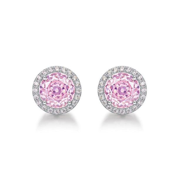 Stud Earrings 925 Silver Geometric Light Luxury Color Zirconium