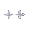 Stud Earrings Silver 925 Three Dimensional Windmill Leaf Pattern Electroplated
