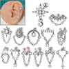 Stud Earrings Stainless Steel Butterfly Geometric Flower Insect Diamond