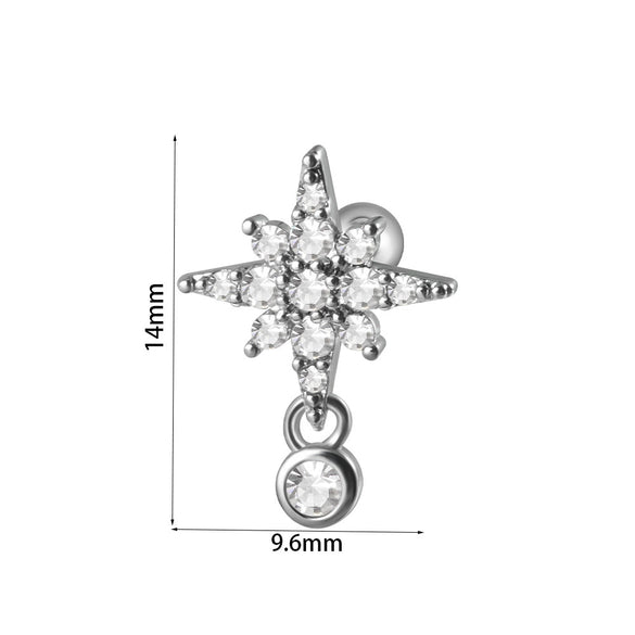 Stud Earrings Stainless Steel Butterfly Geometric Flower Insect Diamond